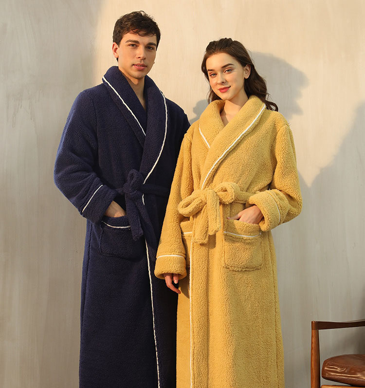 Autumn and Winter Double-sided Thickened Cotton Wool Dressing Gowns and Flannel Couple Dressing Gowns