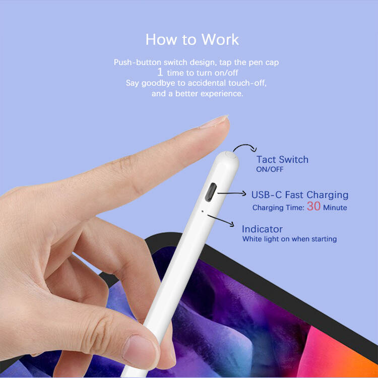 active Stylus Pen with Palm Rejection  and titl+type-c charging+Bluetooth real time battery display