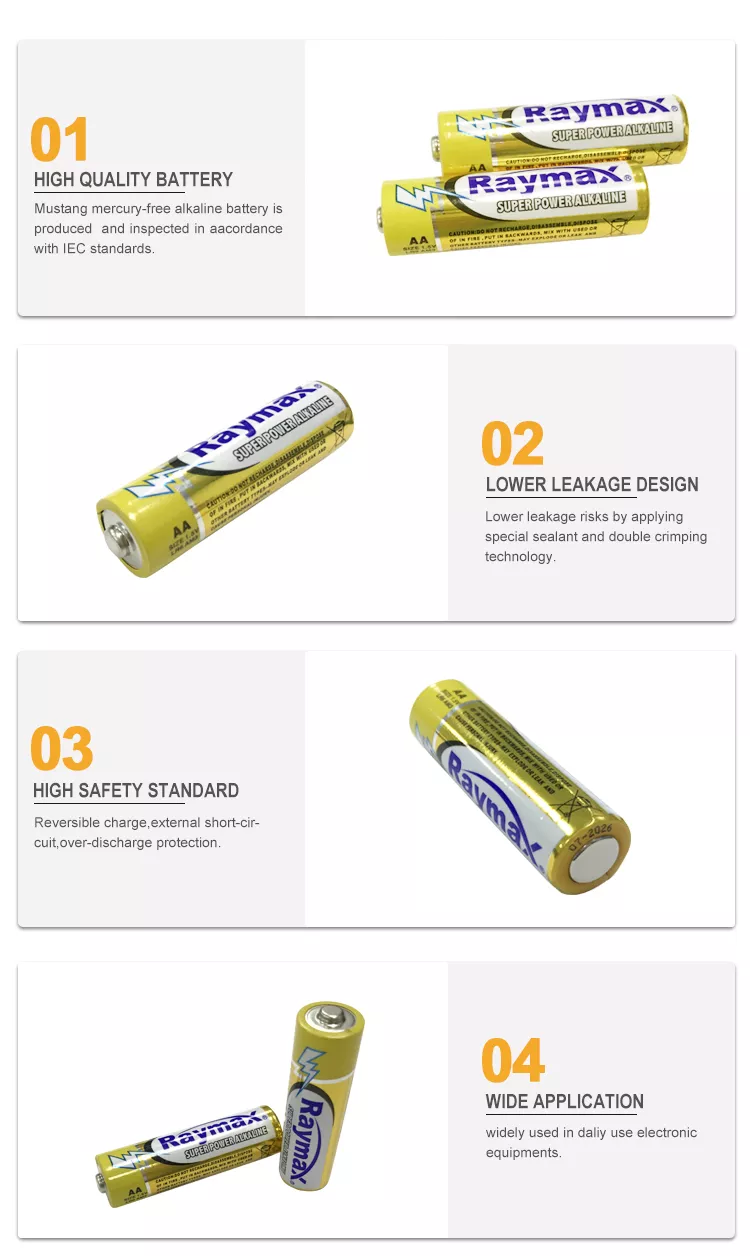 Features of Raymax paper box wholesale LR6 AA um3 1.5V alkaline battery-10pcs value pack.webp