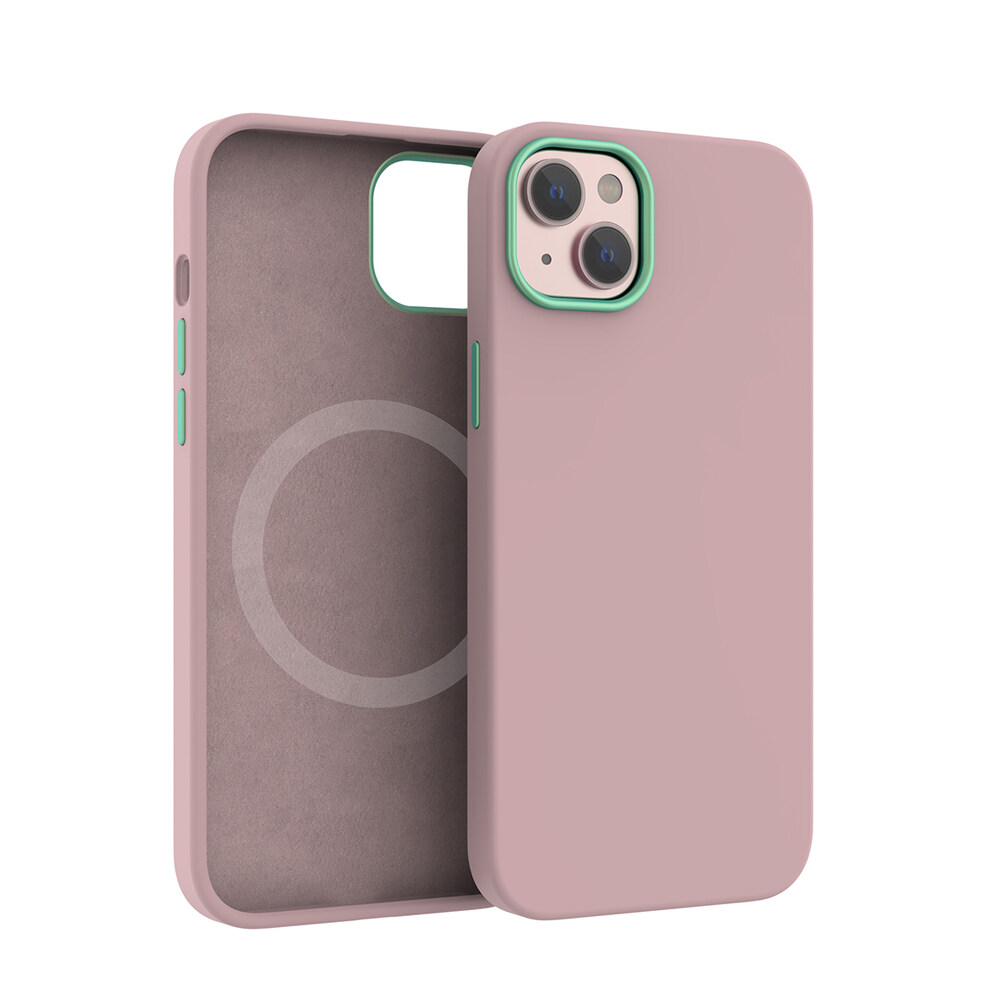 Real Liquid Silicone Phone Case Weiche Mikrofaser Magnetic Wireless Charging Case für iPhone 14 mit Metallkameraring-Kopie