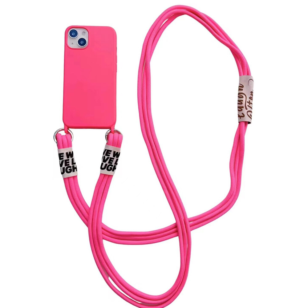 Crossbody Lanyard Cor sólida capa macia para iPhone 14 13 12 11 Pro Max XS XR X 8 7 Plus Elegante Korea Strap Silicone Cover-copy