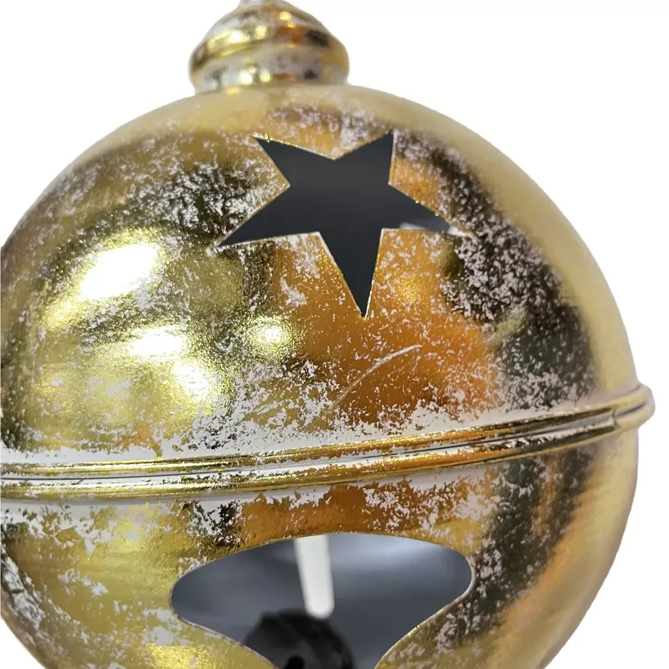 Glitter Christmas Jingle Bells Ornament with Star Cutouts