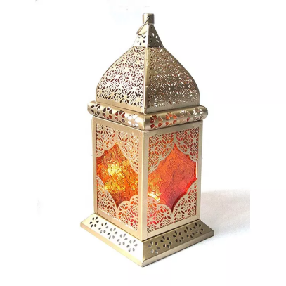فوانيس مغربية زجاجية متعددة الألوان لامعة
