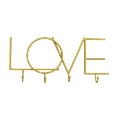LOVE Word Design Gold Metal Wall Mounted Hanging Hook