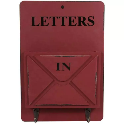 Retro Vintage Red Metal Rectangular Wall Hanging Iron Mailbox
