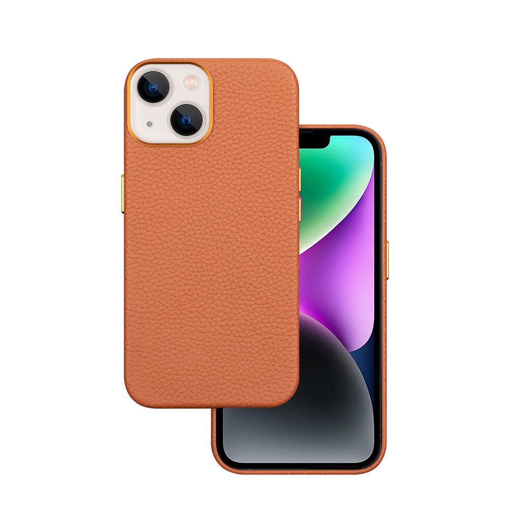 Fornecedor do fabricante Litchi Camada Padrão puramente artesanal Primeiro celular de couro autêntico para o iPhone 15-cópia