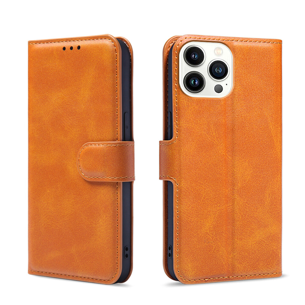 Estojo tipo carteira Vintage Slim Folio Flip Couro Estojos para iPhone 14 Pro com suporte para cartão de crédito-cópia