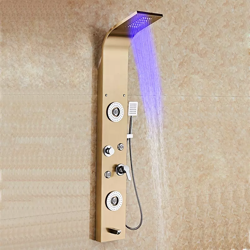 Shower Panel bathroom wall mounted stainless steel Waterfall flexible shower column set tower Massage Body Jets Shower Panels