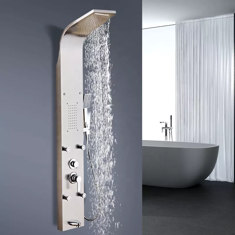Shower Panel bathroom wall mounted stainless steel Waterfall shower column set tower Massage Jets Shower Panels duchas columna