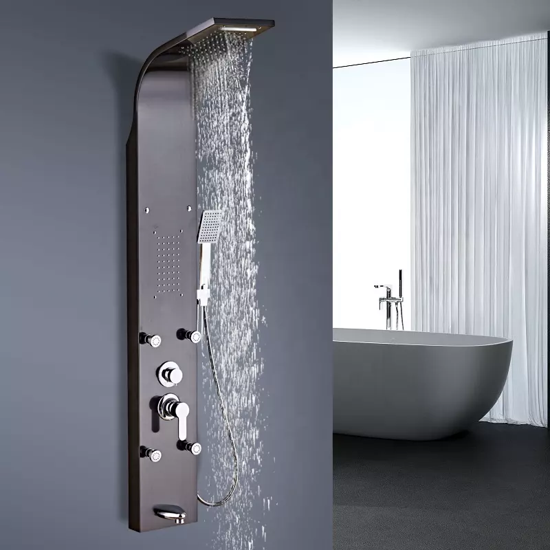 Shower Panel bathroom wall mounted stainless steel Waterfall shower column set tower Massage Jets Shower Panels duchas columna