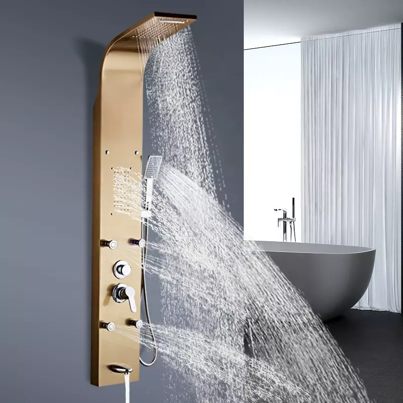 Shower Panel bathroom wall mounted stainless steel Waterfall shower column set tower Massage Jets Shower Panels duchas columna