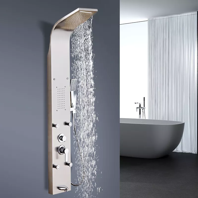 Shower Panel bathroom wall mounted stainless steel Waterfall shower column set tower Massage Jets Shower Panels duchas columna
