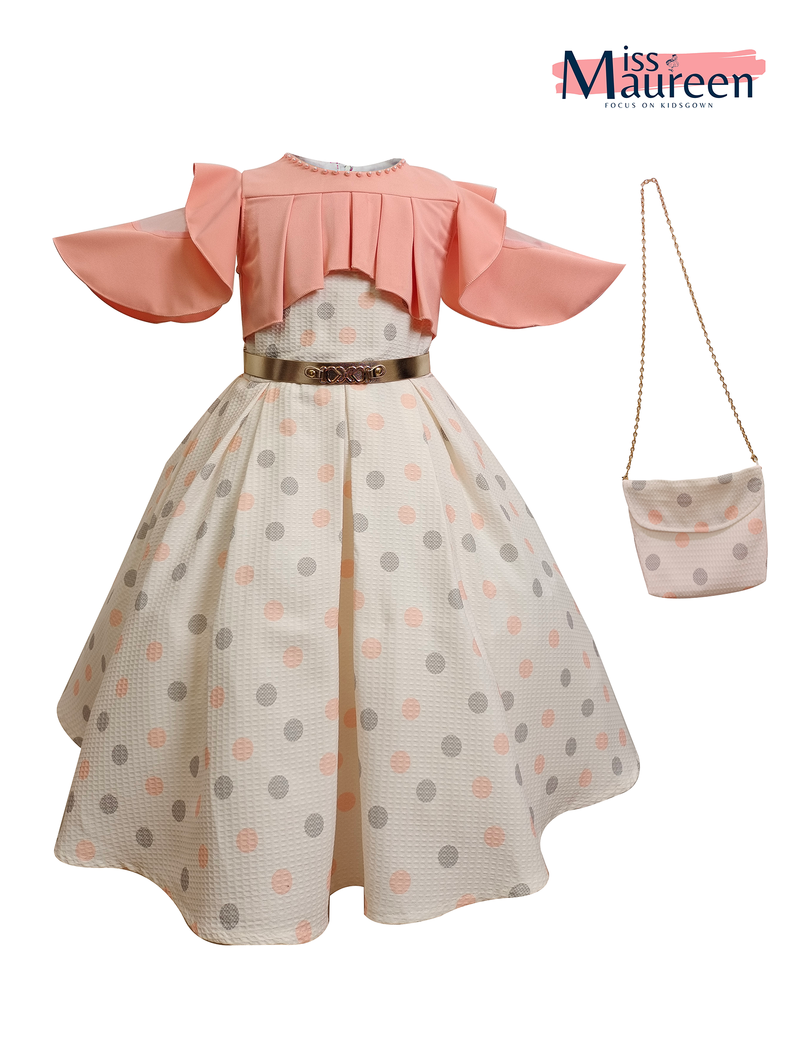 MissMaureen hot selling summer polka dot girls dress baby kids clothing girl dresses