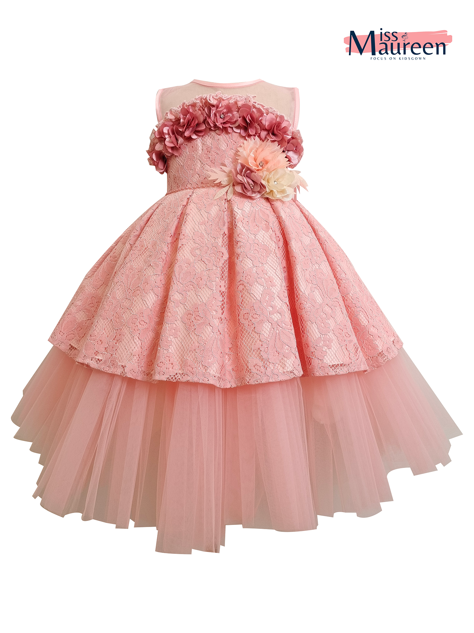 MissMaureen classic lace princess dress Girls Party Wedding Dress Baby Kids Clothes