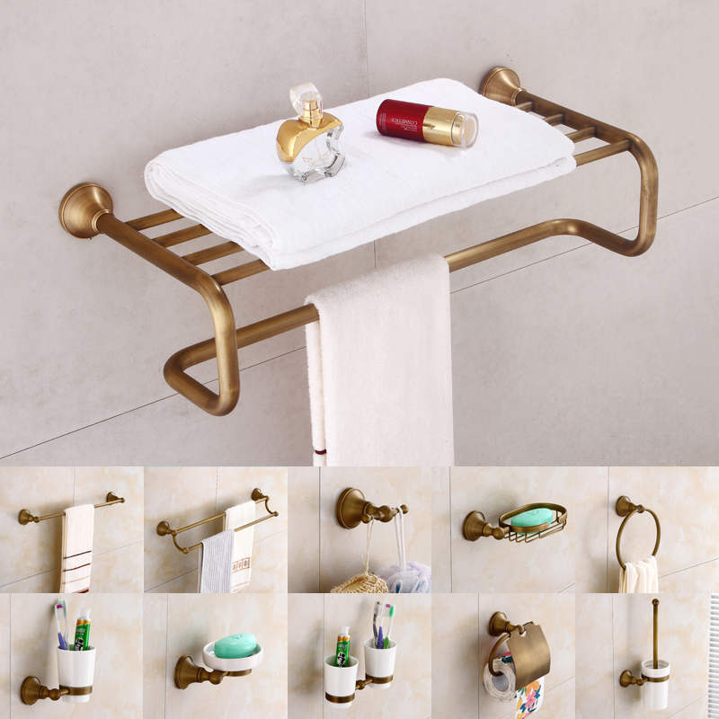 Brass Towel bar Wall-Mounted Bathroom Holder Adhesive Force Bathroom Single/Double Bars towel bar bathroom