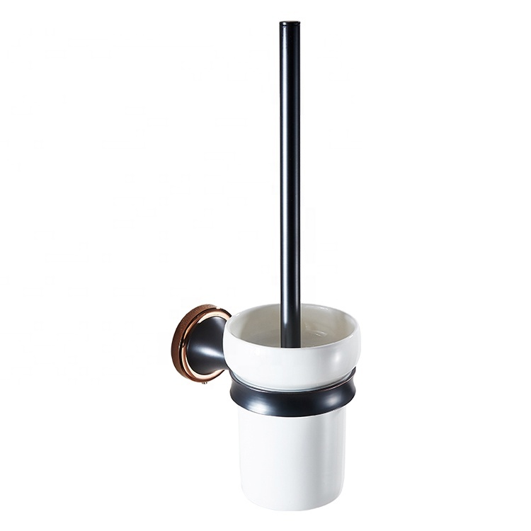 Royal Lavatory Bathroom accessories Rose gold Antique Black Ceramic Toilet Brush Holder