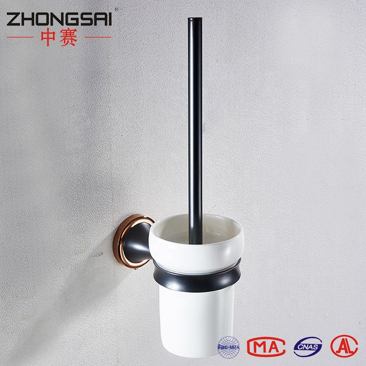 Royal Lavatory Bathroom accessories Rose gold Antique Black Ceramic Toilet Brush Holder
