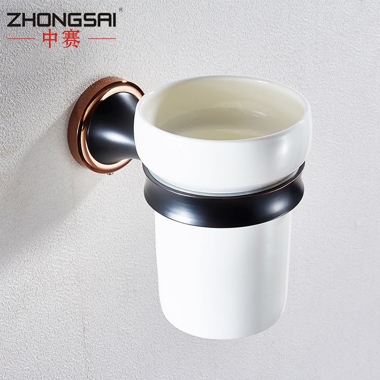 Royal Lavatory Bathroom accessories Rose gold Antique Black Ceramic Toilet Brush Holder