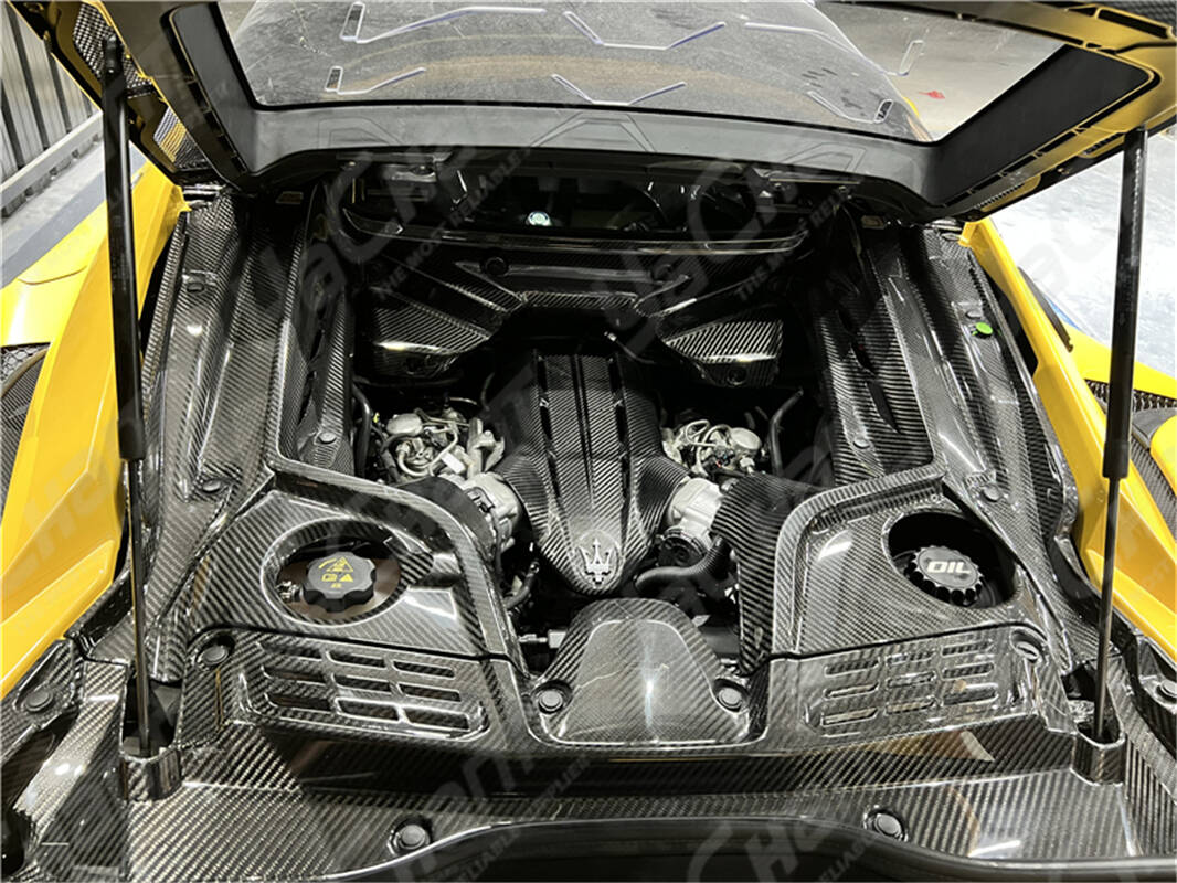 Dry Carbon Fiber MC20 Engine Cover & Bay Panel OEM Style Fit For 2020-2023 Maserati MC20 Engine Cover & Bay Panel Kit