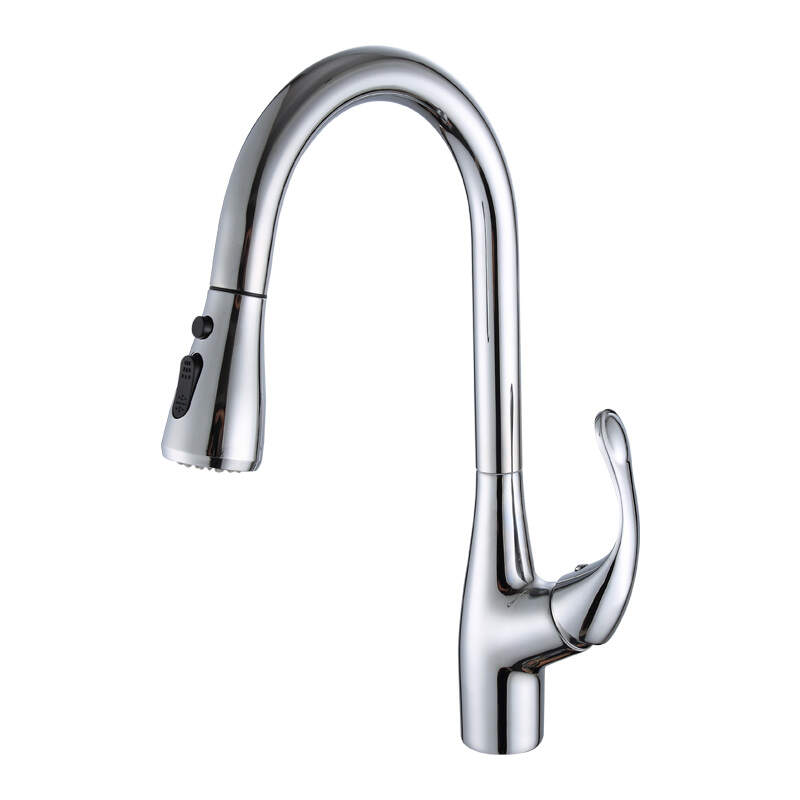 Kitchen faucet single hole pull out the sink kitchen sink mixing faucet one-button water stop
