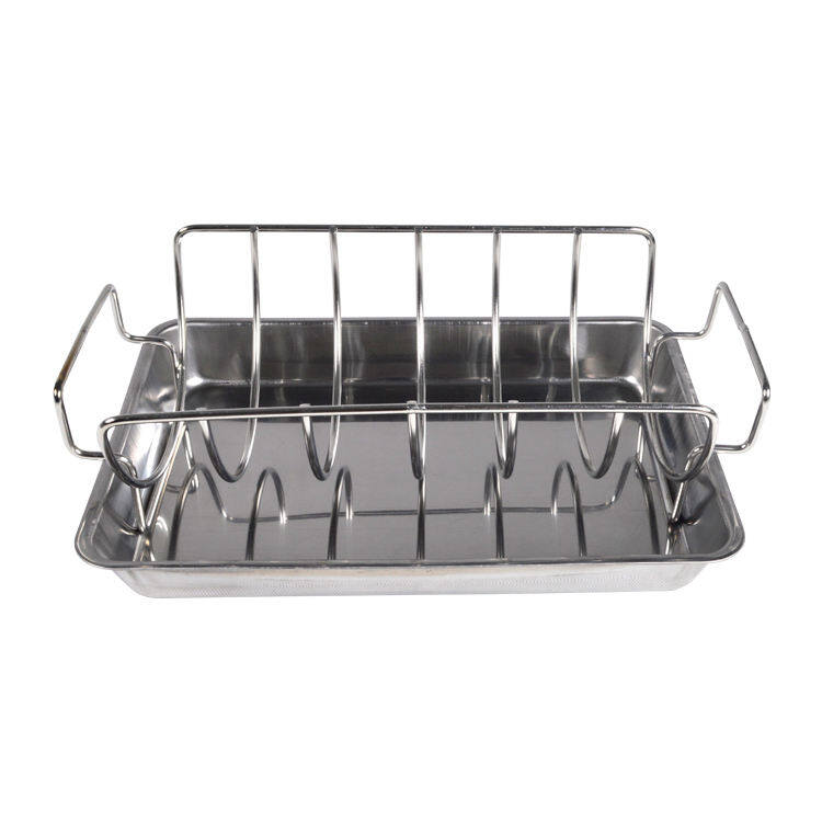 Stainless Steel BBQ Rib Roast Rack For Smoking and Grilling KR3520-2