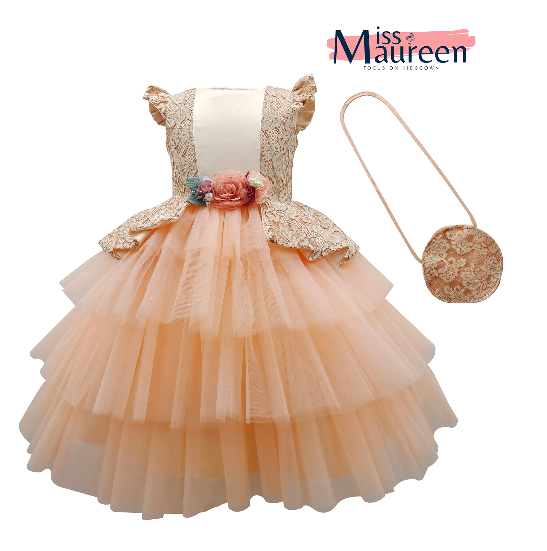 MissMaureen New Design Girl's Princess Dress nice Lace Sleeveless Dress High Quality Girl's Birthday Wear Dress