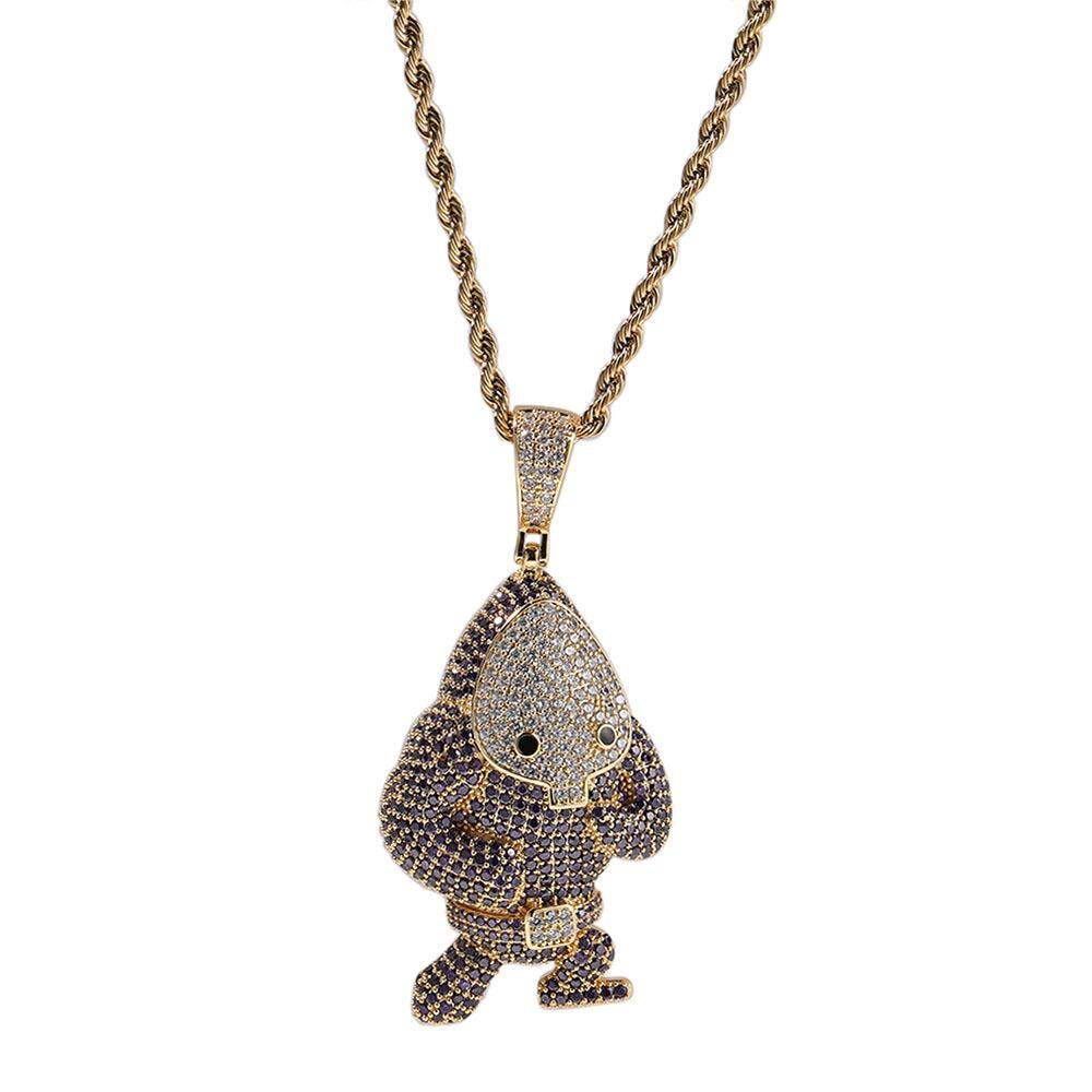 Hip Hop Style Colorful Zircon Inlaid New Game Ghost Evil  Pendant Necklace