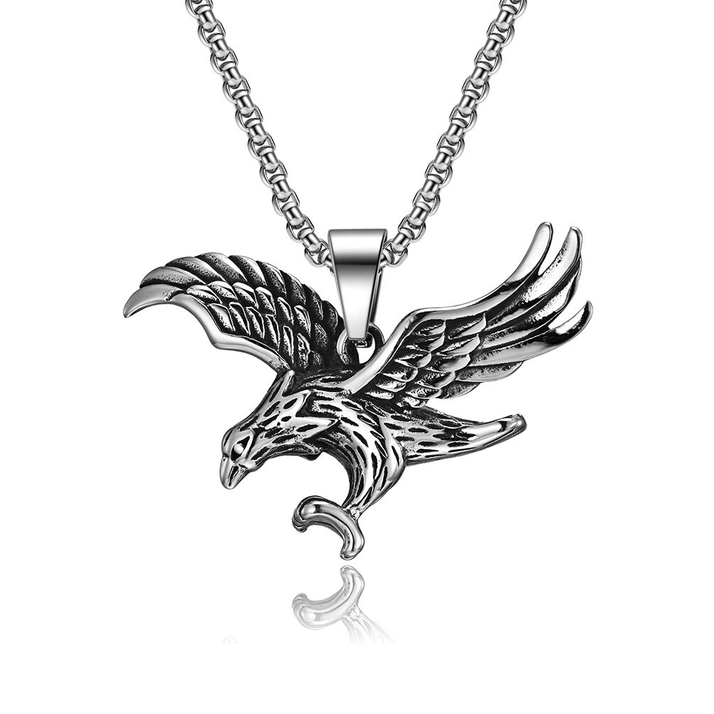 Retro accessories trend eagle letter stainless steel pendant men's chain punk jewelry Stainless steel eagle pendant necklace