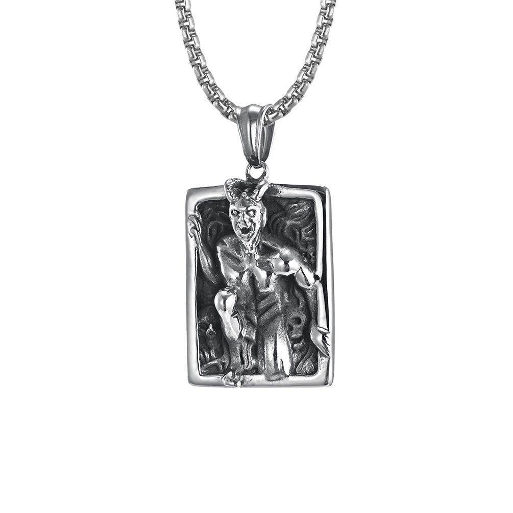 Devil of Terror Scary Ghost Vintage Vampire Hiphop Stainless Steel Pendant Necklaces for Men