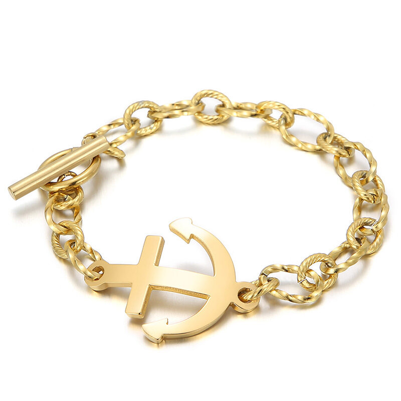 Fashion Unisex Anchor OT Buckle Stainless Steel Bracelet