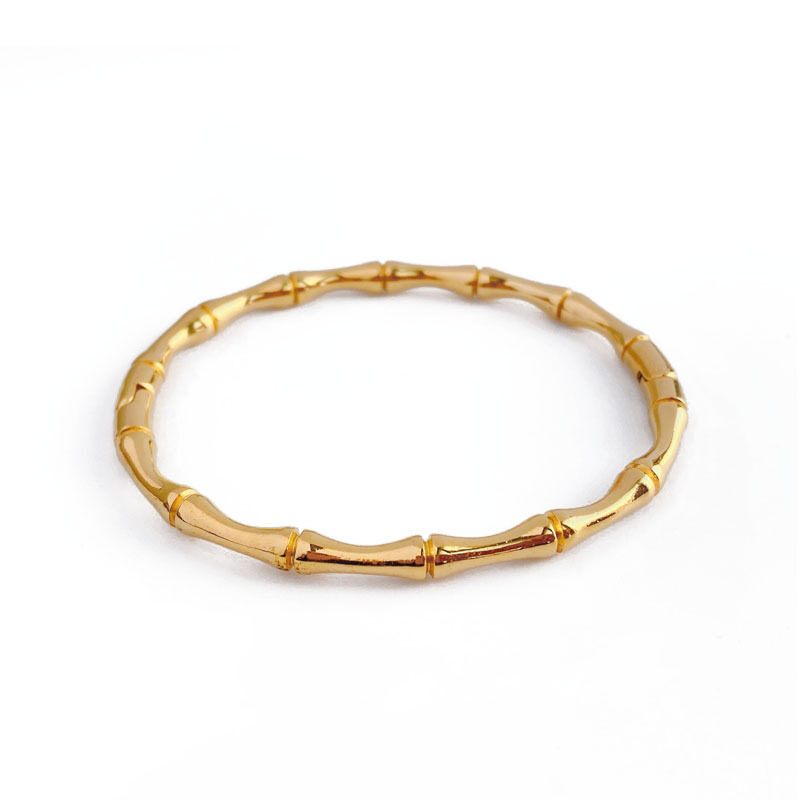 18K Gold Plated Simple Bamboo Stainless Steel Bangle