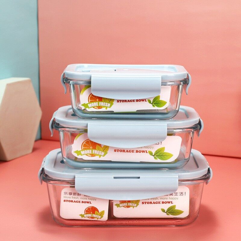 3 compartment glass lunch box, microwavable glass lunch box