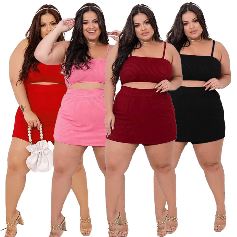 Summer Fashion Big Ass Plus Size Women 2 Piece Sets