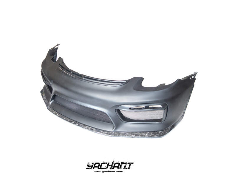YCPCCM016SDZPCF 2014-2016 Porsche Cayman Boxster 981 GT4-Style Front Bumper w Front Lip PCF Forged Carbon Weave (2).jpg