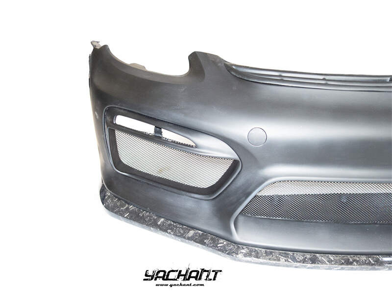 YCPCCM016SDZPCF 2014-2016 Porsche Cayman Boxster 981 GT4-Style Front Bumper w Front Lip PCF Forged Carbon Weave (5).jpg