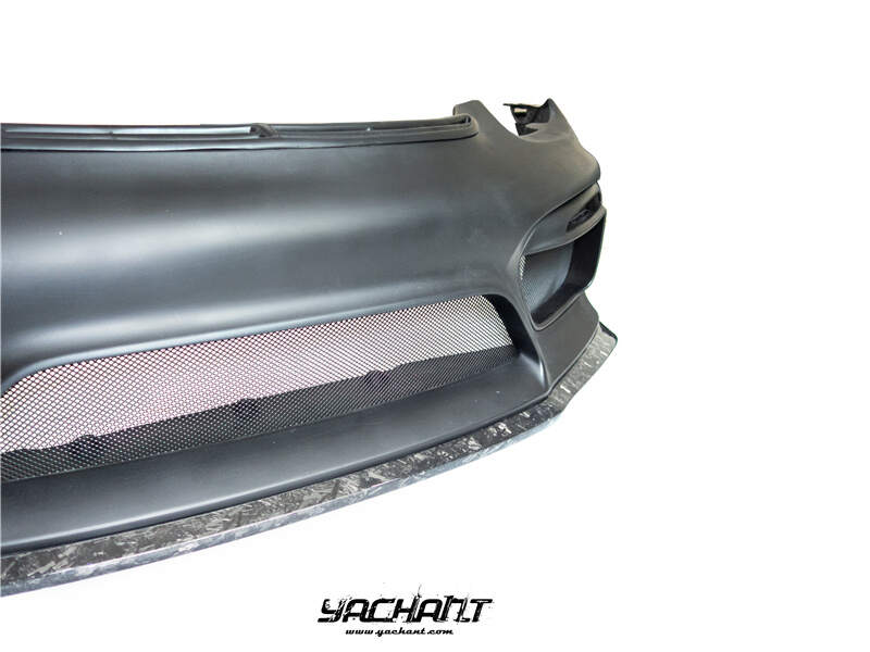 YCPCCM016SDZPCF 2014-2016 Porsche Cayman Boxster 981 GT4-Style Front Bumper w Front Lip PCF Forged Carbon Weave (6).jpg