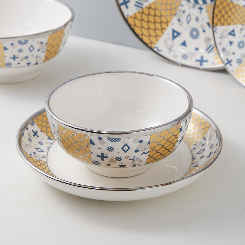 wholesale dinnerware sets; ceramic tableware; white and gold dinnerware set