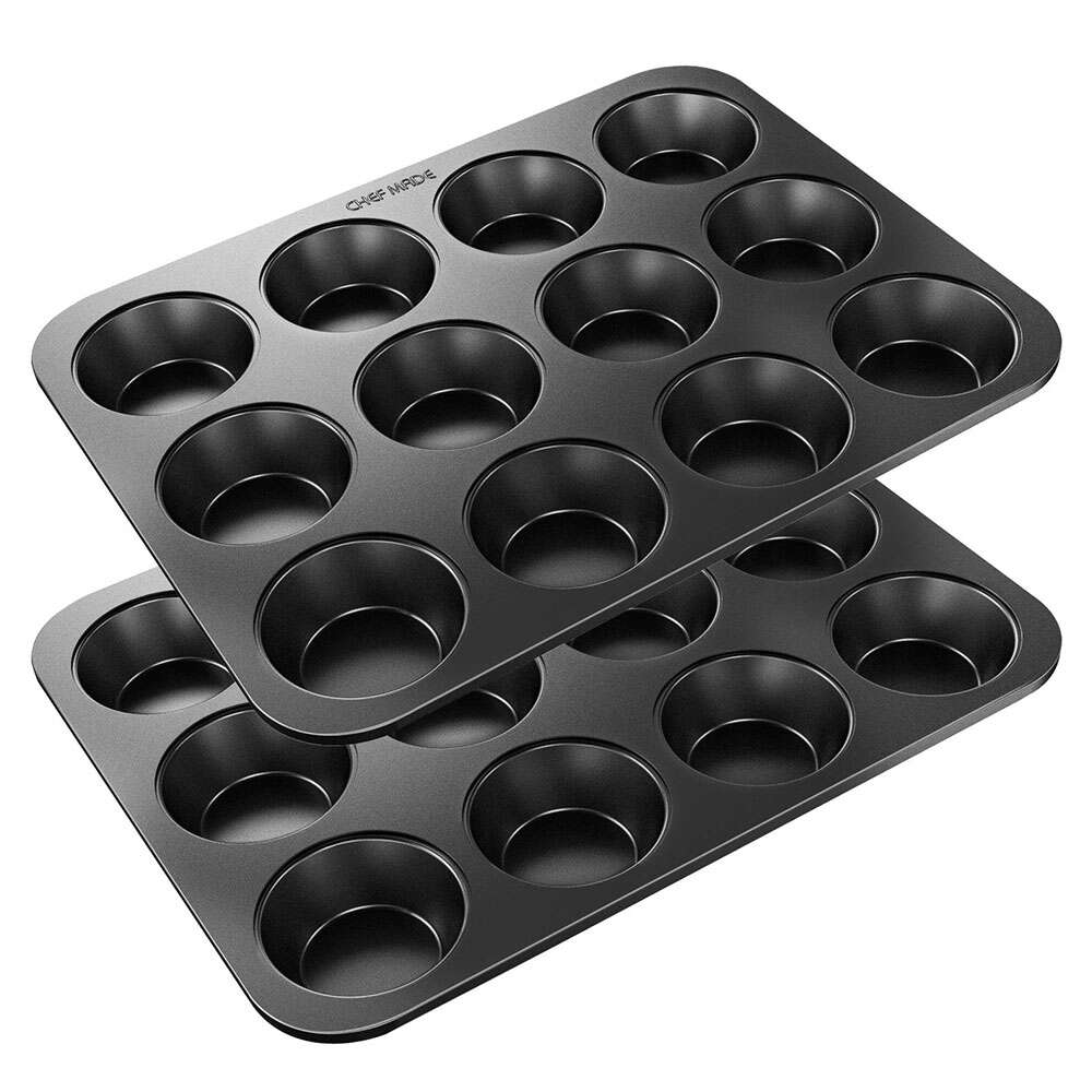 Muffin Pan 12 Well 2Pcs (Black)