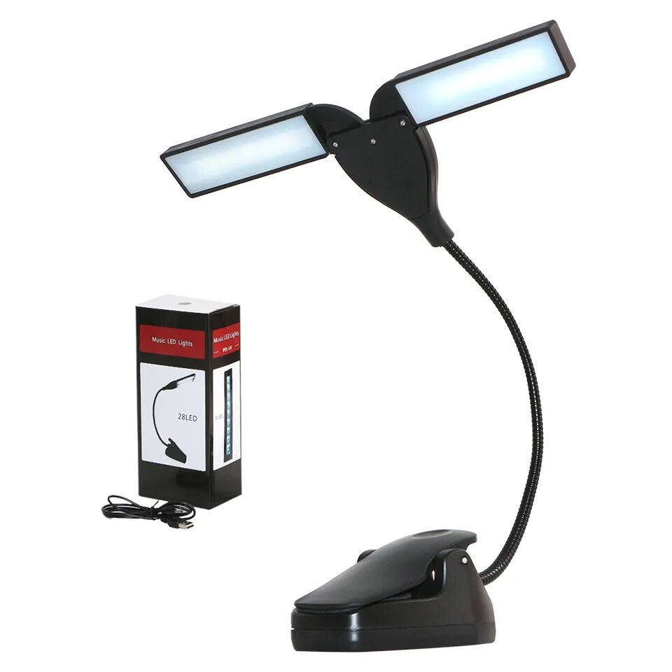 LED Music Stand Lights Rechargeable - 28 LEDs Clip Light with 3 Brightness Levels,1800mAh Li-ion Desk Clip Lamp,Eye-Caring,