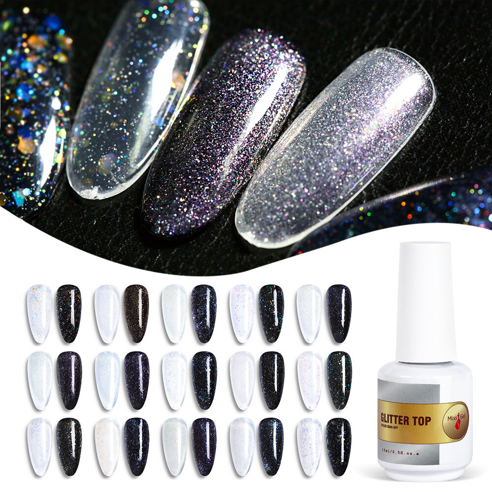 Gelish Glitter Gel Gel Nail Nail, Gel Gel Top Coat Gel, capa superior de gel de alto brillo