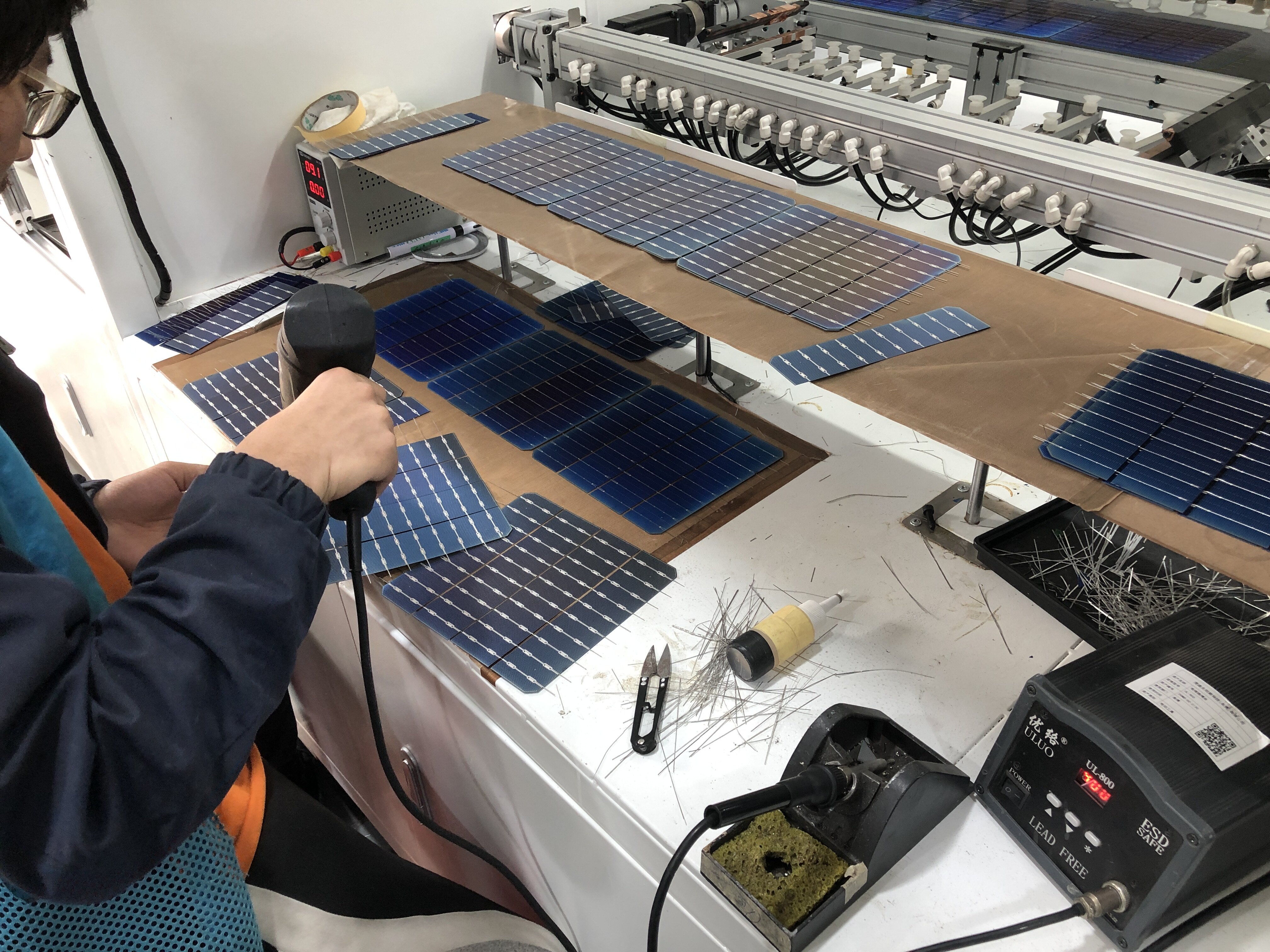 Solar panel manufacturing process. 