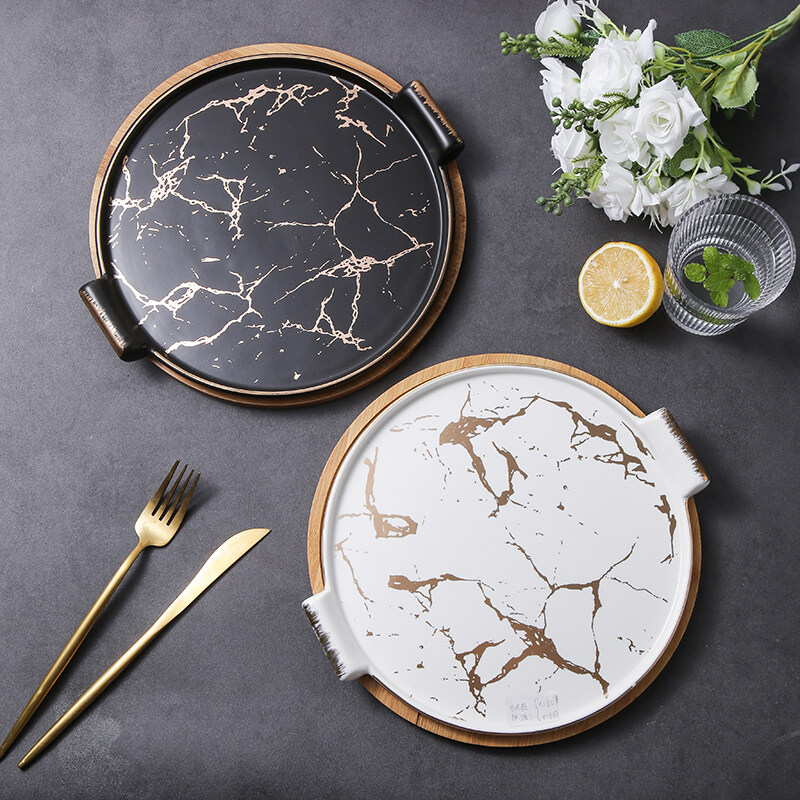 Stunning Gold Marble Ceramic Plates for Chic Home Dining Needs