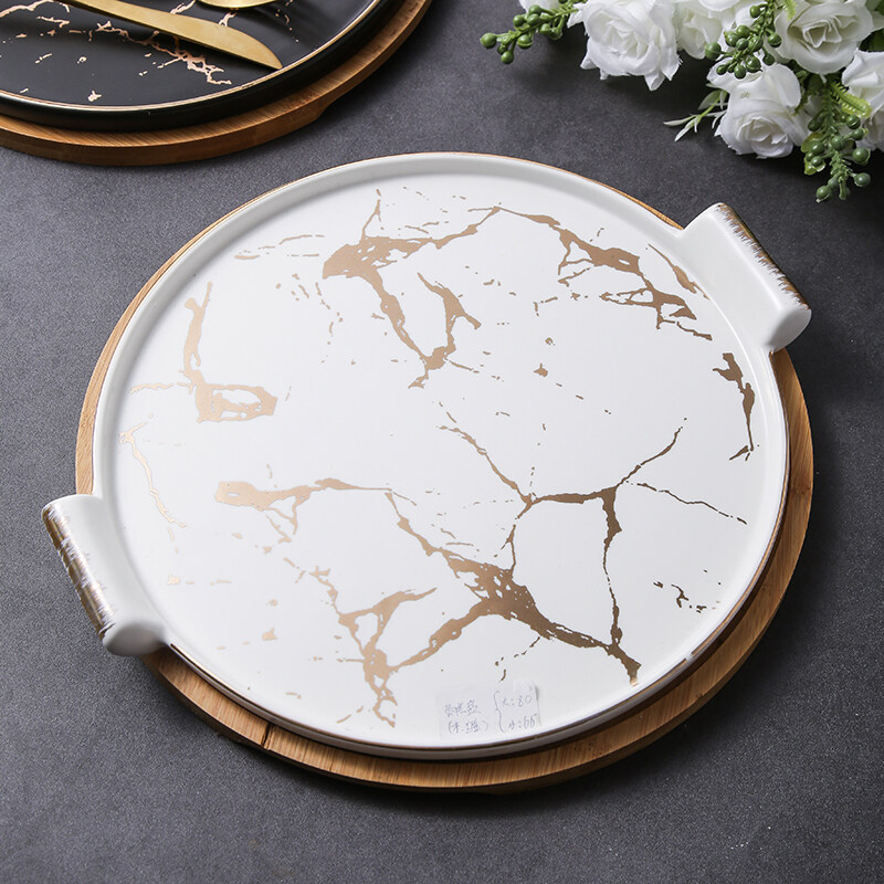 marble ceramic plates; black and white ceramic plates; ceramic lunch plates