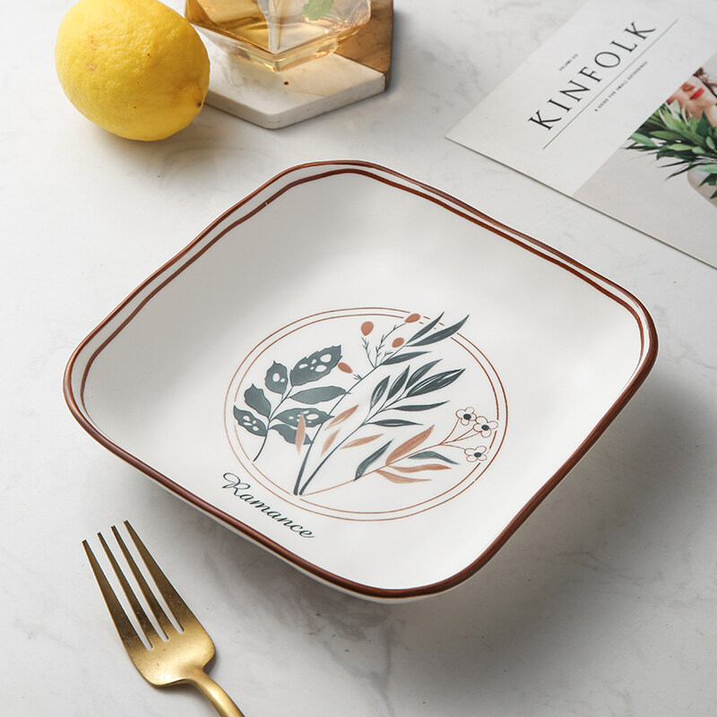 square plates sets; rimmed plate set; country dinner plates