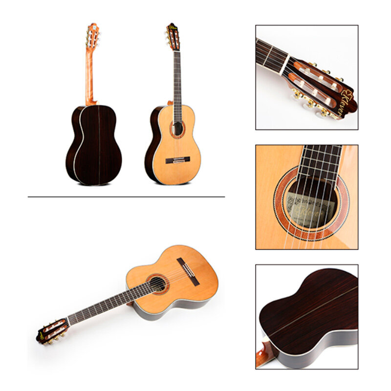 E39-410 39 inch round shape Top Spruce Back&Side Sapele Matte Handmade Classical Guitar