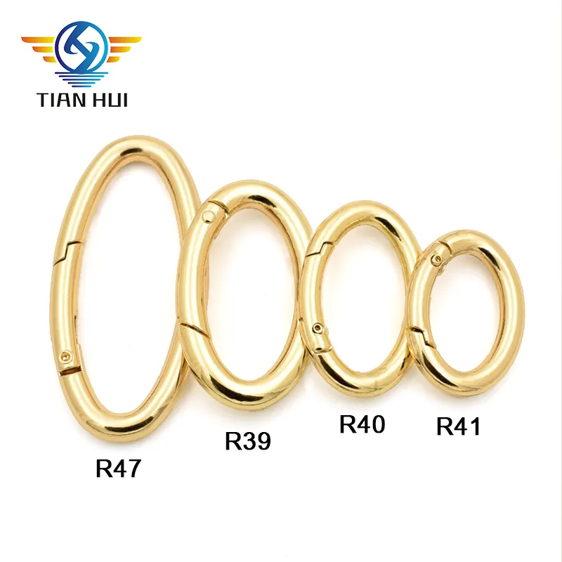 Gold metal opening gate ring oval spring ring