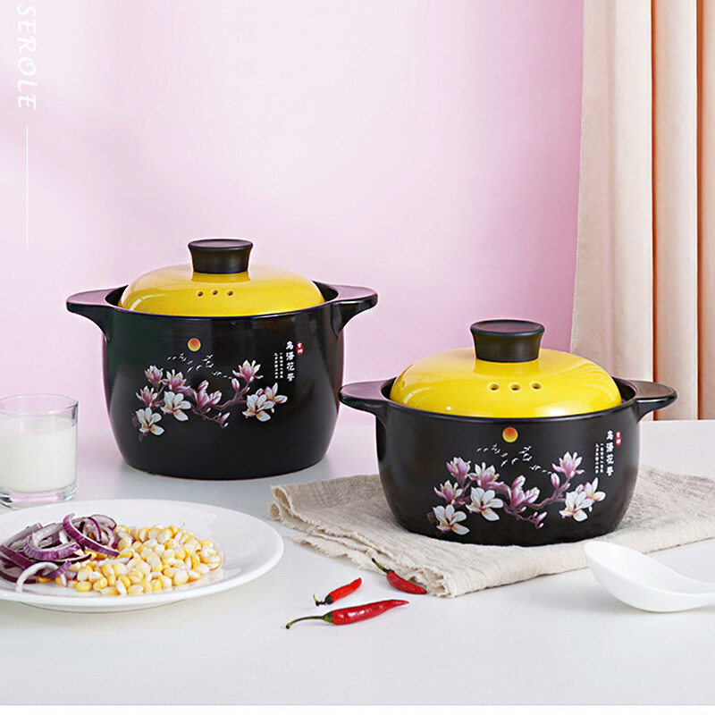 Bulk Chinese Style Black Ceramic Cooking Casserole Pot Dish