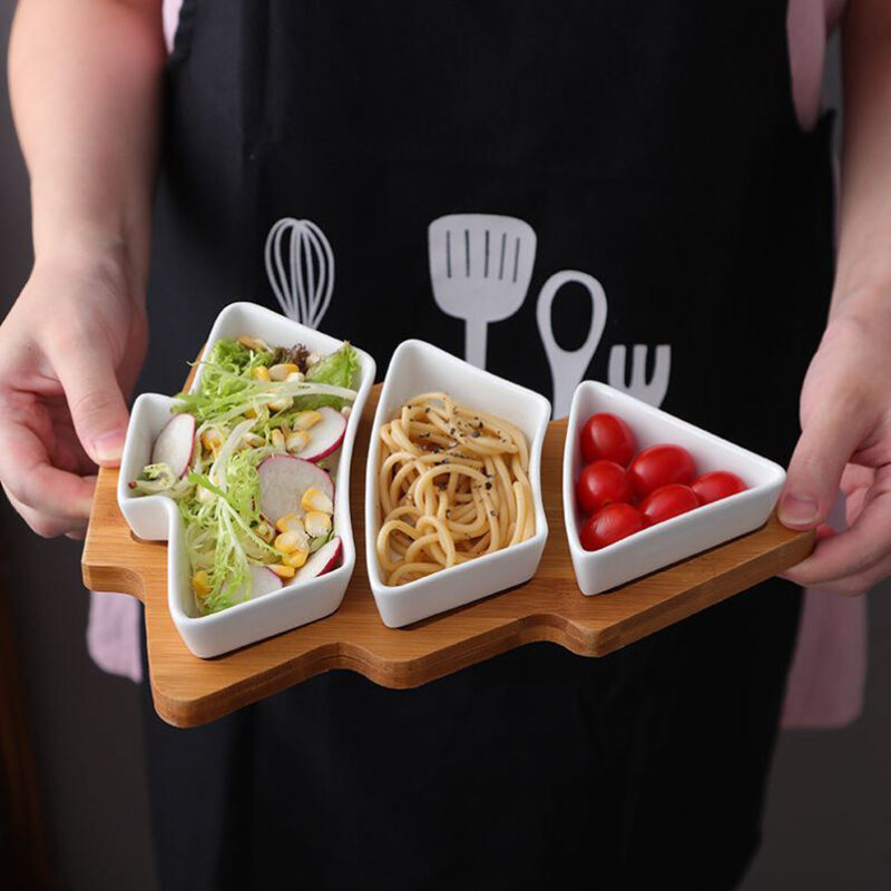 snack compartment tray; ceramic snack plate; snack tray gifts