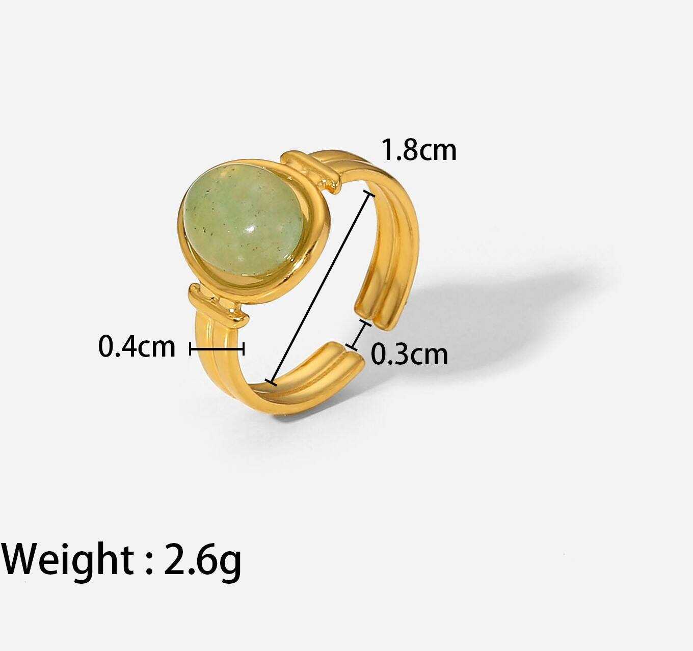 Hot Sale Waterproof Stainless Steel Colorful Gemstone Dome Ring Adjustable Ring