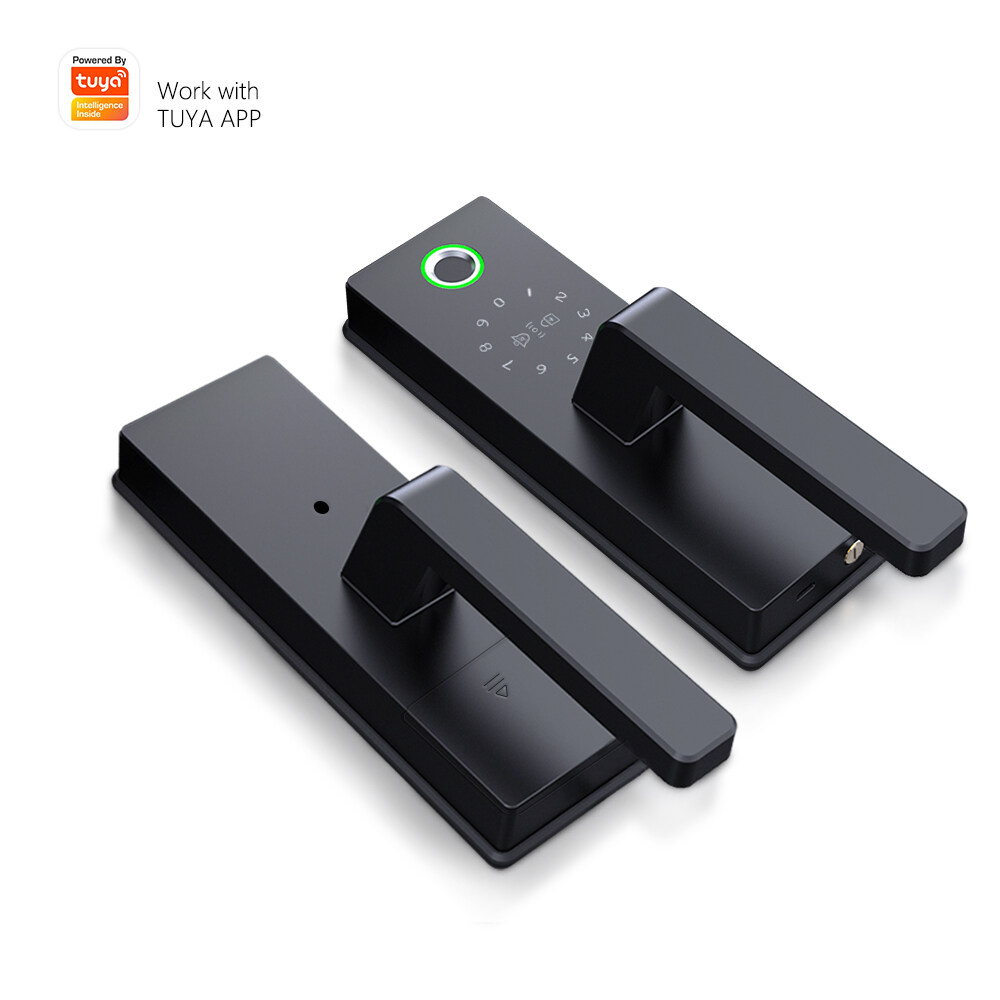 Akıllı Tuya Uygulaması RFID PIN Elektronik Akıllı Biyometrik Parmak İzi Cam Kapı Kilidi Ofis